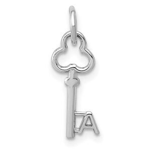 14k White Gold, Hannah Collection, Mini Initial A Shamrock Key Charm